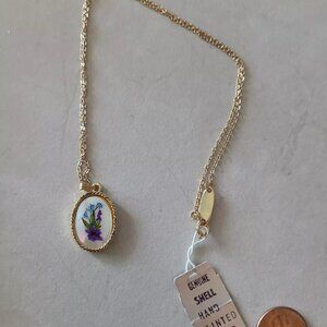 WHITING AND DAVIS Goldtone Painted Shell Necklace